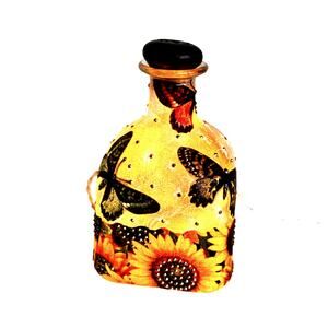 Designer Butterfly & Sunflower Bottle Light Beautiful Handmade Unique Gift